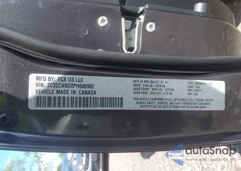 2023 Chrysler 300 300S из США, поврежденный, VIN 2C3CCABG0PH646962